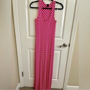 Pink White Striped Racerback Maxi Dress Size L